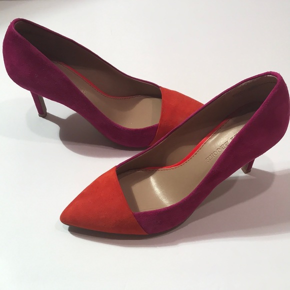 Audrey Brooke Shoes - Audrey Brooke Pink/Orange Suede Heels